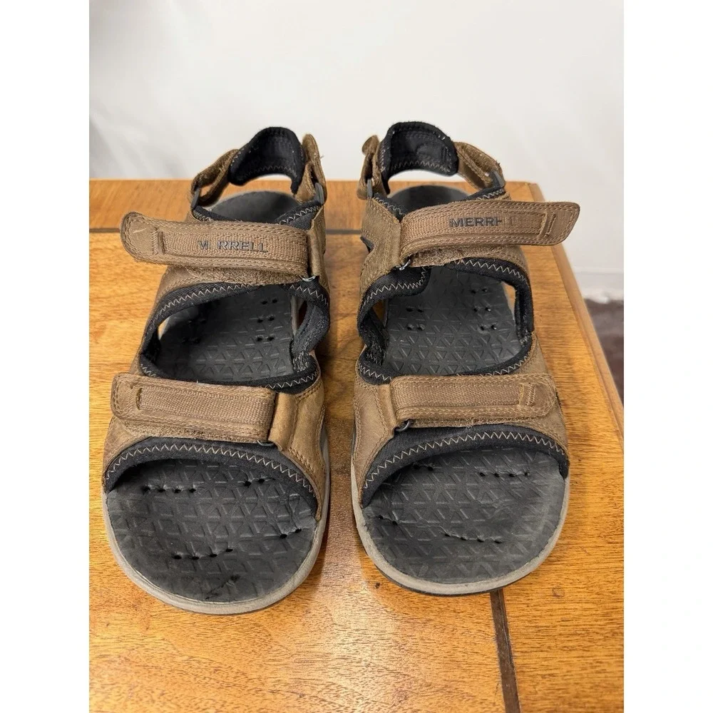 Merrell Men's Cambrian Strap Dark Earth Hiking Water Sandals Leather Adjustable